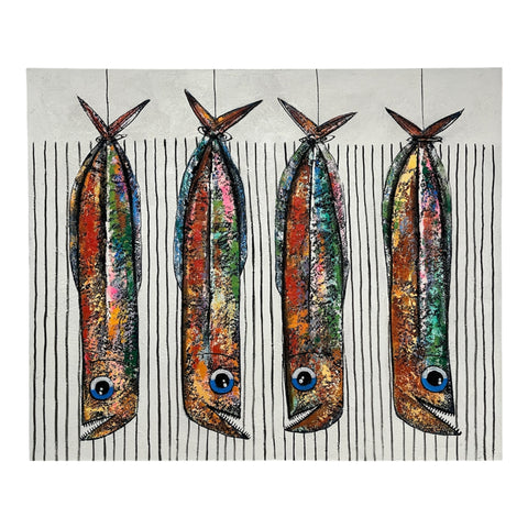 Art Painting "Four Fun Fishes" 120x100cm