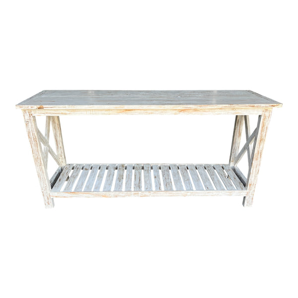 Console Table "X" Side Teak Wood