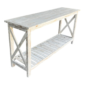 Console Table "X" Side Teak Wood