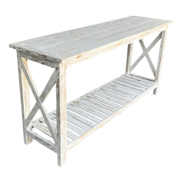Console Table "X" Side Teak Wood