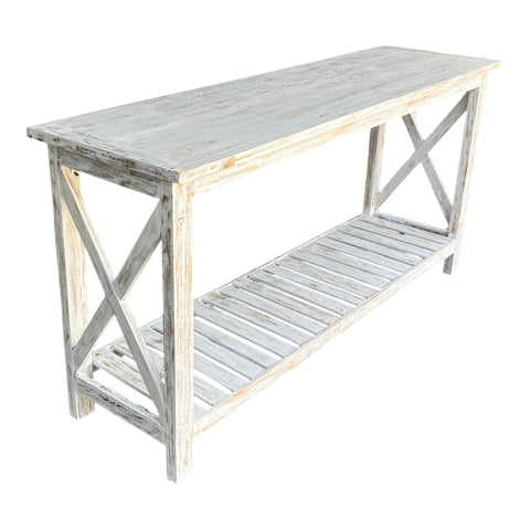 Console Table "X" Side Teak Wood
