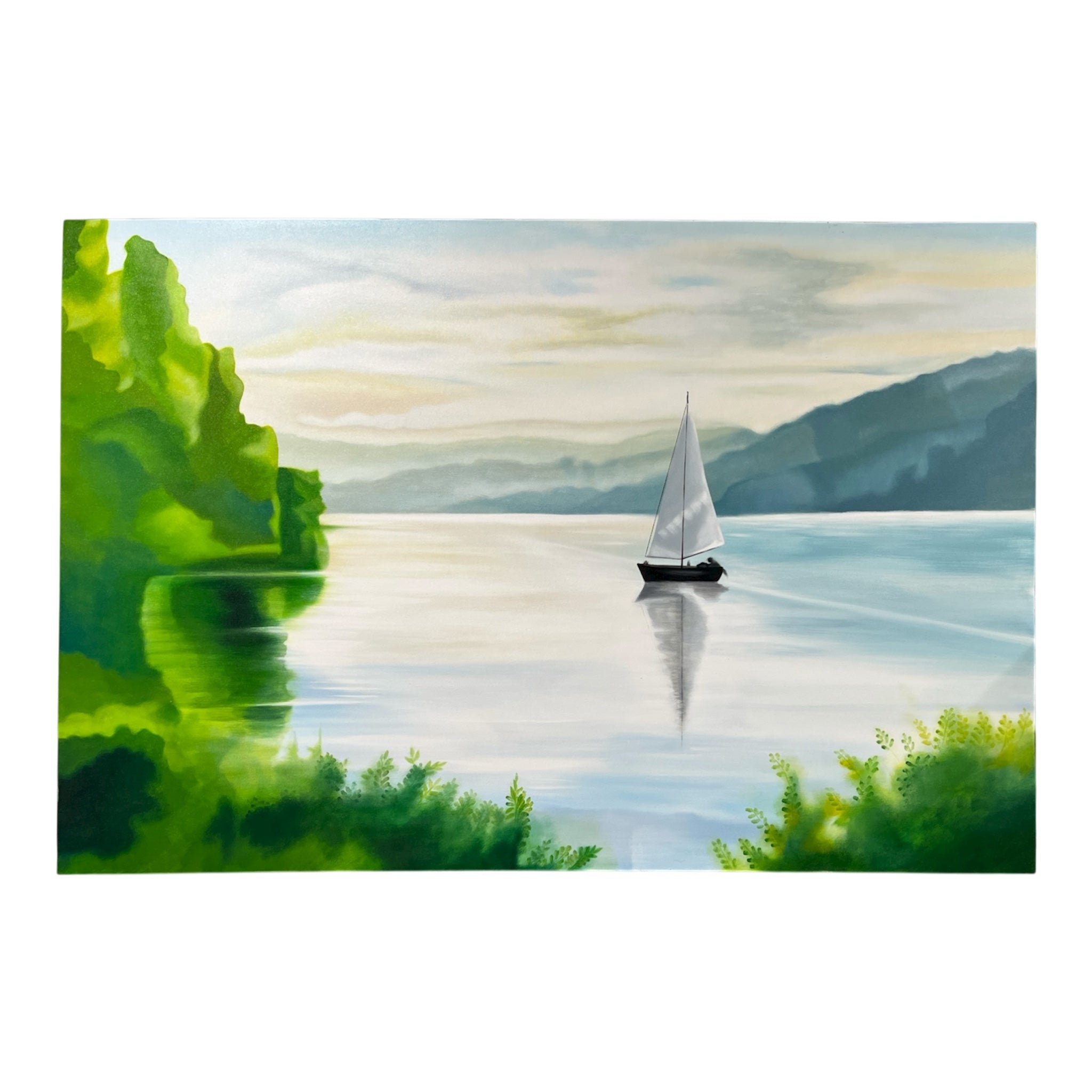 Art Painting "Sailboat on Lake" 150x100cm