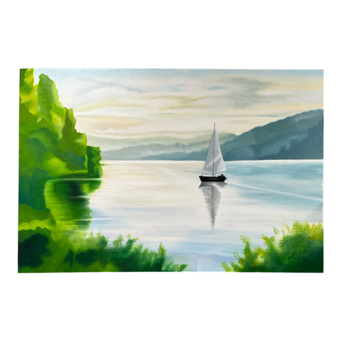 Art Painting "Sailboat on Lake" 150x100cm