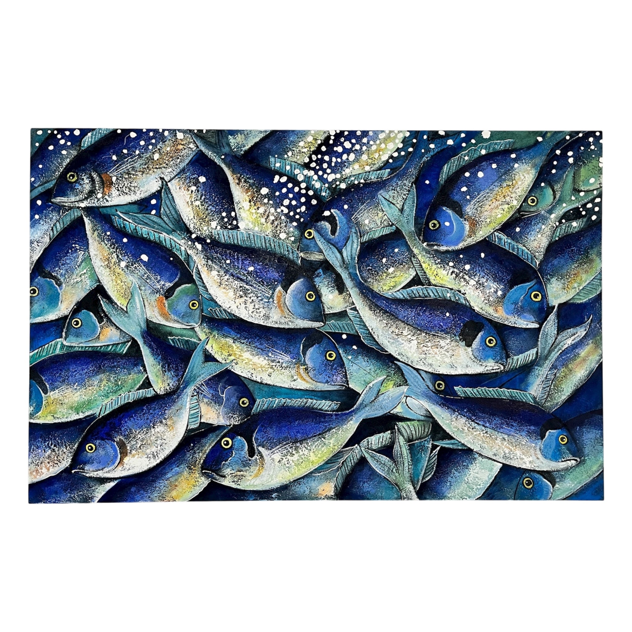 Art Painting "Blue School of Fishl" 150 x 100cm