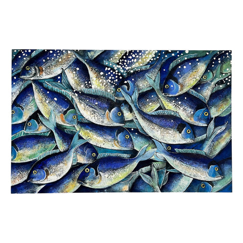 Art Painting "Blue School of Fishl" 150 x 100cm