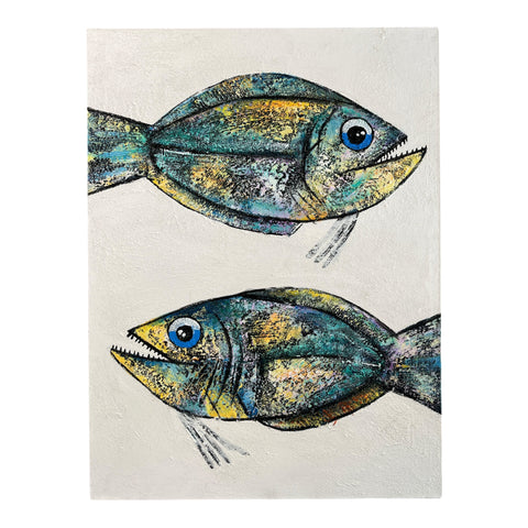 Art Painting "TWO Happy Fishes" 80 X100cm