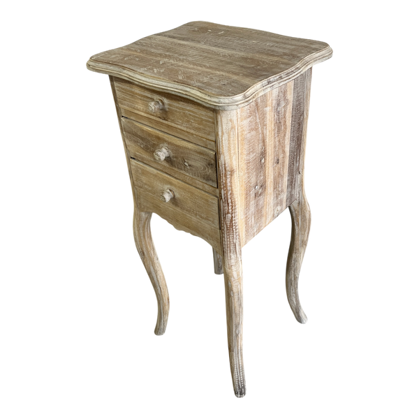 3 drawer square bedside table – side view