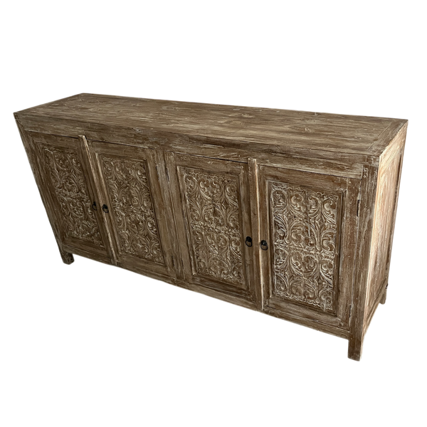 Buffet Cabinet Carved 4 Doors Teak Wood