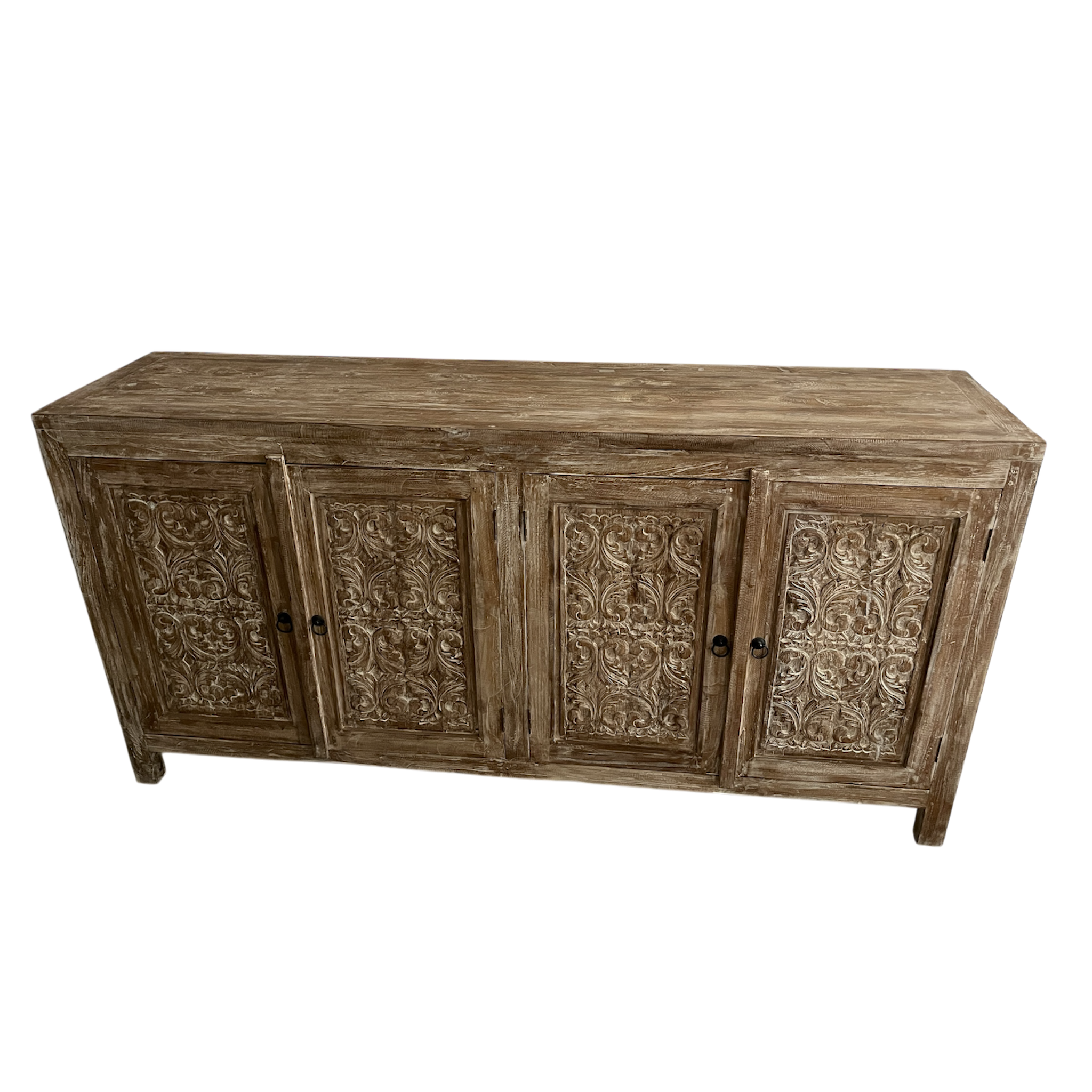 Buffet Cabinet Carved 4 Doors Teak Wood