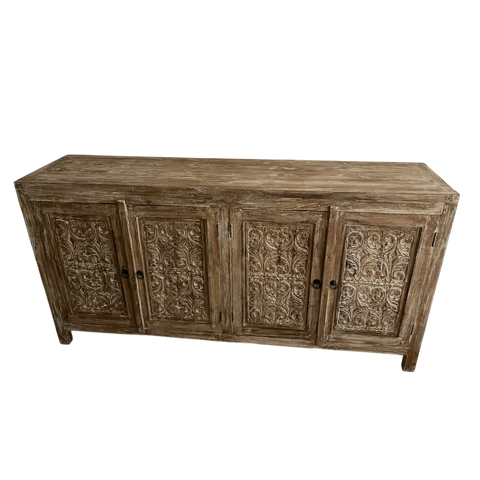 Buffet Cabinet Carved 4 Doors Teak Wood