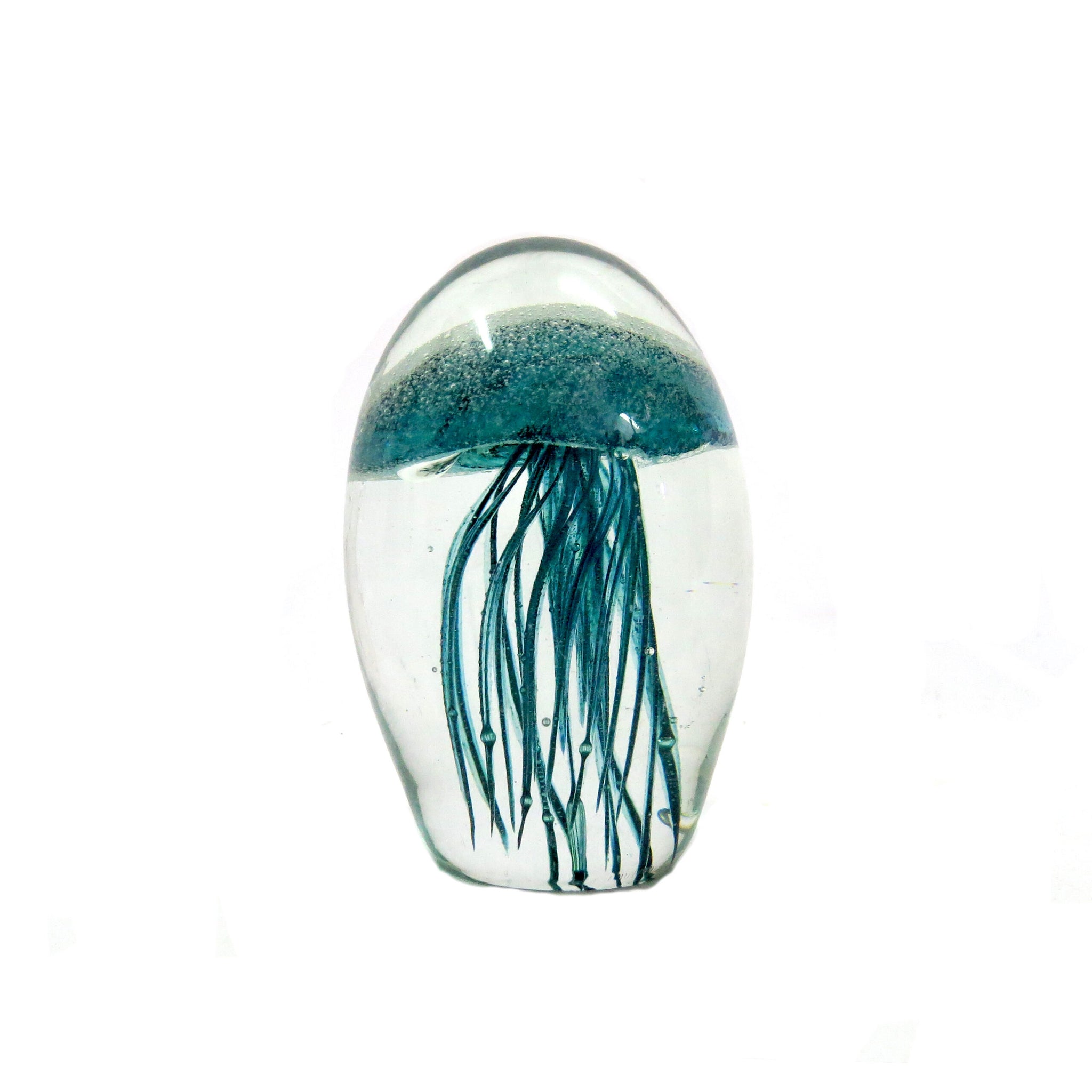 Paper Weight Glass Jellyfish Light Teal