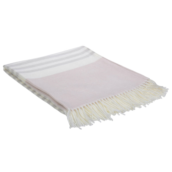 Throw Blanket 150x200cm Grey Stripe Dusty Pink Border