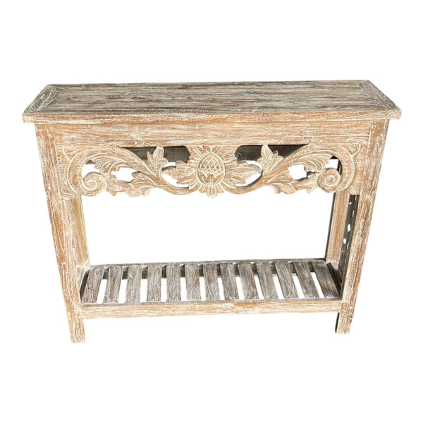 Hall Table with Bottom Shelf and wooden carvings