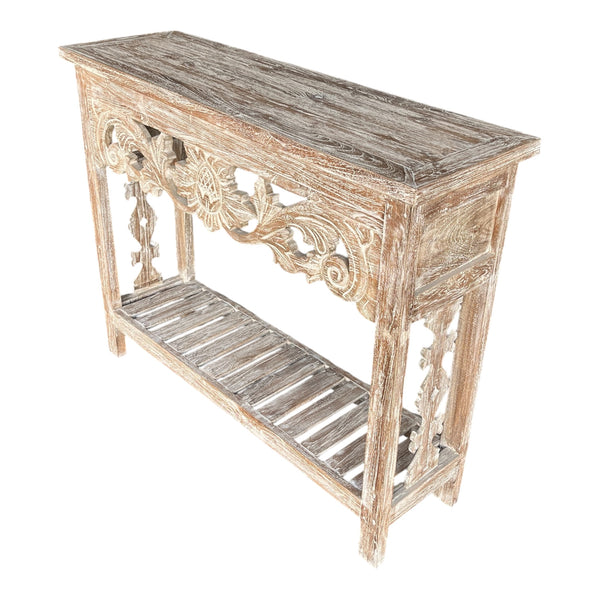 Hall Table with Bottom Shelf and wooden carvings