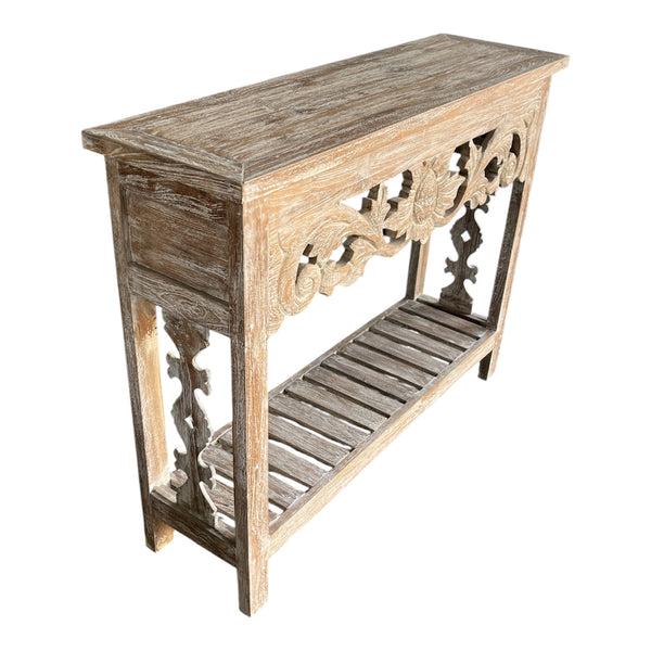 Hall Table with Bottom Shelf and wooden carvings