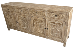 Buffet Cabinet Carved 4 Doors & 4 Drawers Teak Wood