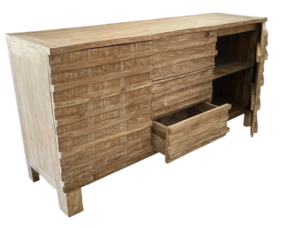Console Cabinet 2 Doors & 3 Drawers with Wave carving