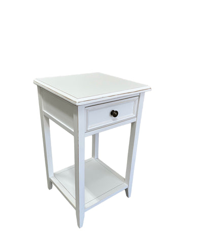 Bedside Table 1 drawer, Straight Legs - White