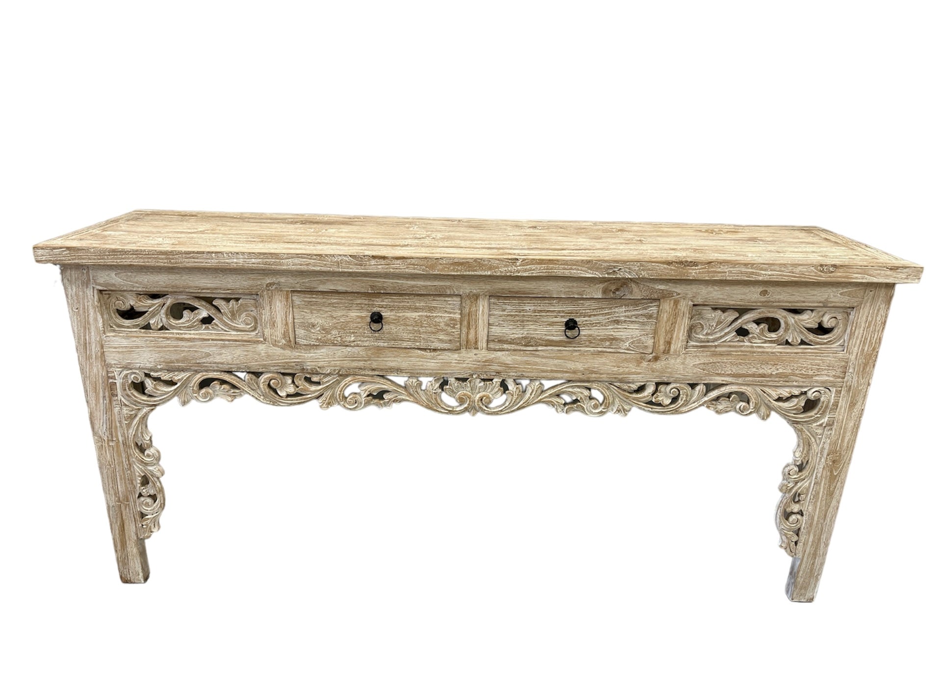 Console Table Two Centre Drawers & Carving