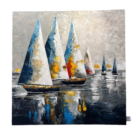 Art Painting 100x100cm "Sail boats" Contrast Colours