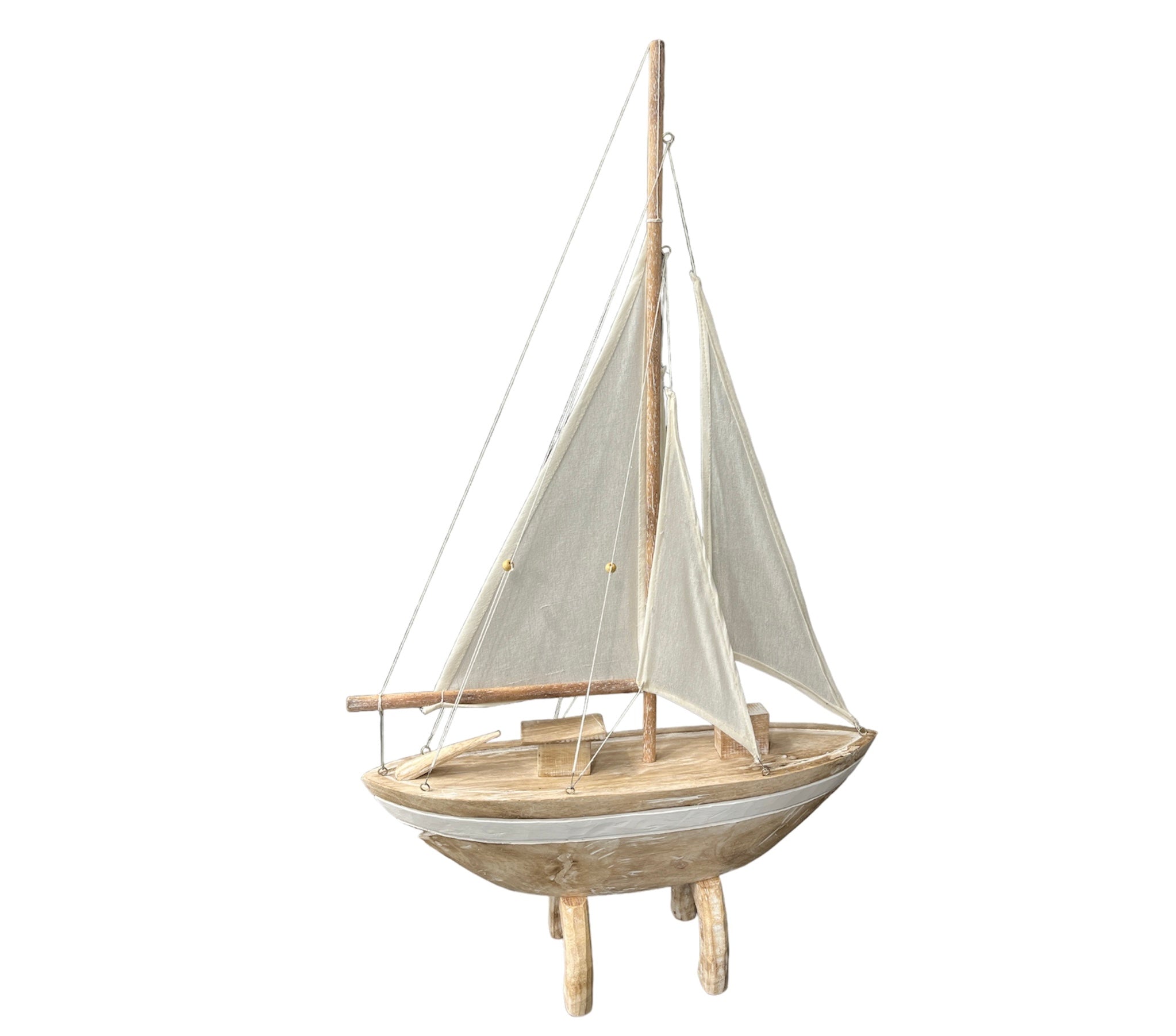 Wooden Sail Boat on Stand