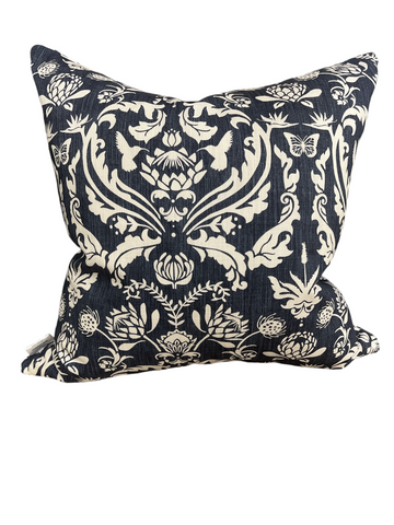 Scatter Cushion Cover - Demask Protea -Navy