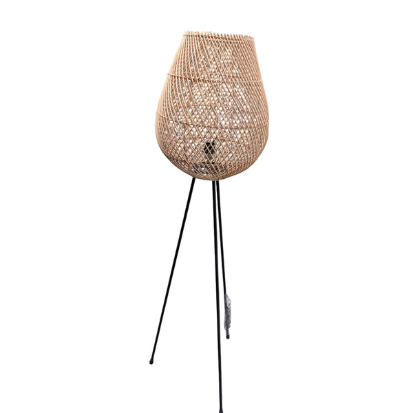 Floor Lamp Steel Base Rattan Shade