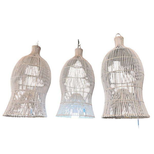 Pendant Rattan Fish trap White washed