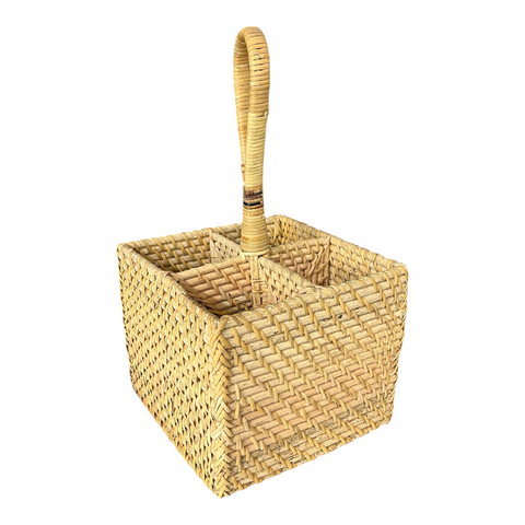 Cutlery Basket Rattan Square