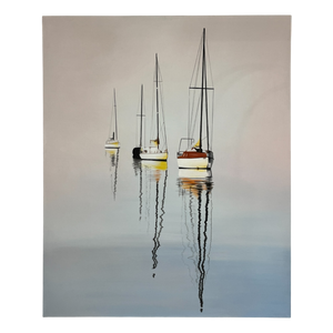 Art Painting "Three Sailboats at Sun Rise" 100 x 120cm
