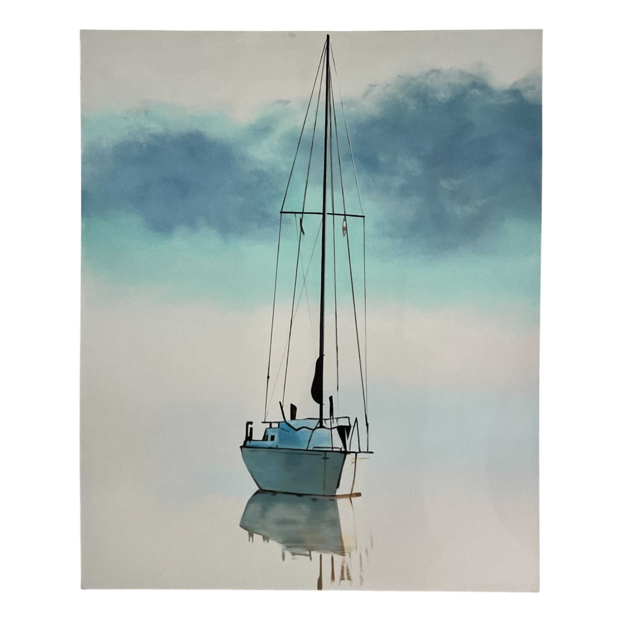 Art Painting "Single Sailboat at Sunset" 100 x 120cm by Cinta