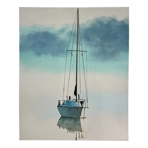 Art Painting "Single Sailboat at Sunset" 100 x 120cm by Cinta