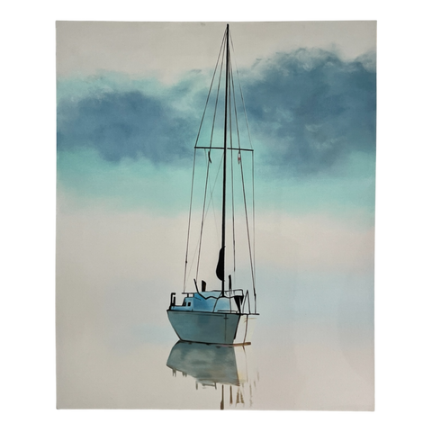 Art Painting "Single Sailboat at Sunset" 100 x 120cm by Cinta