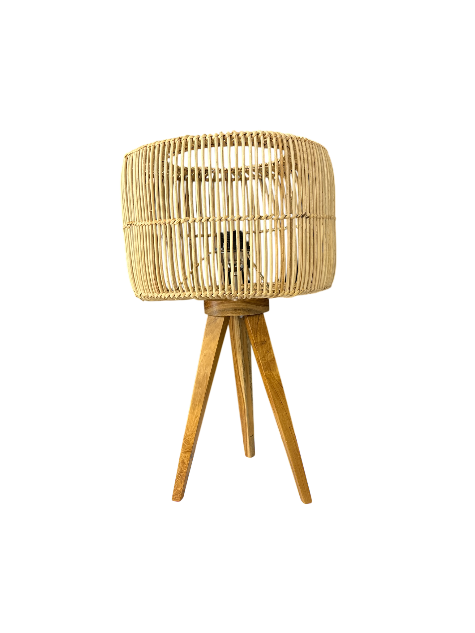 Lamp Tripod Wooden with Rattan Shade
