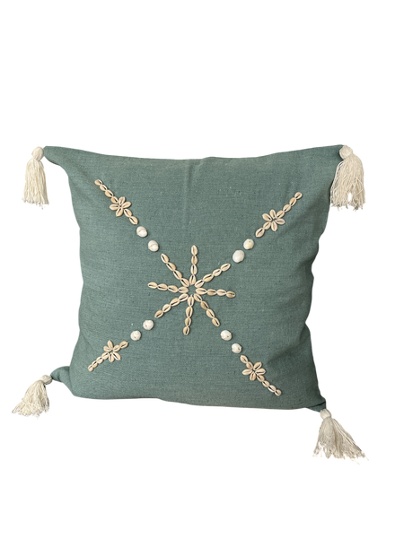 Scatter Cushion Cover Seashell detail work Colour Teal50x50cm
