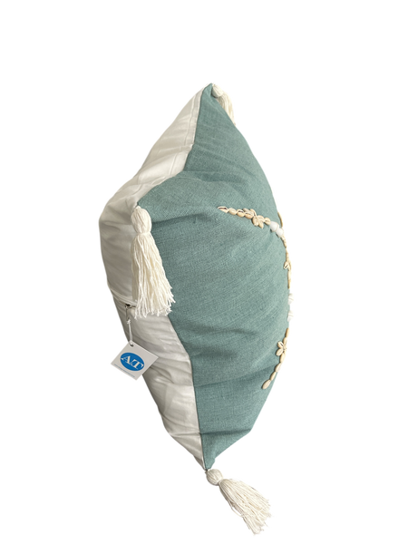Scatter Cushion Cover Seashell detail work Colour Teal50x50cm