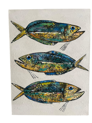 Art Painting "Three Happy Fishes" 80 X100cm