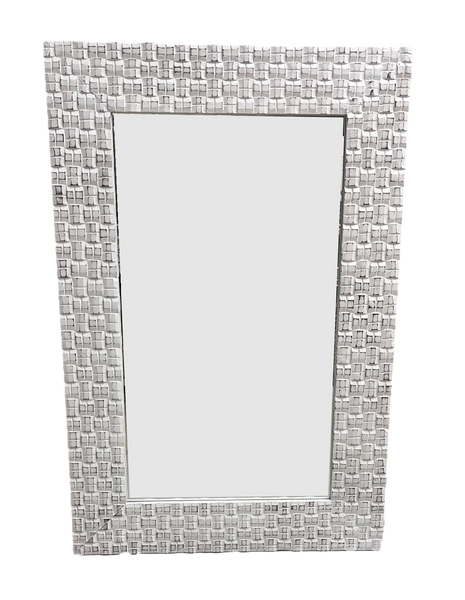 120x90cm mirror weave carved frame distressed white wooden frame