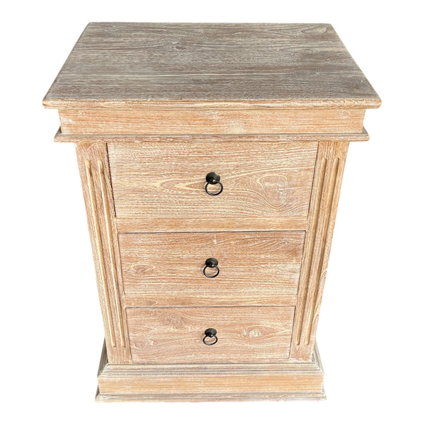 Bedside Table 3 Drawer Natural