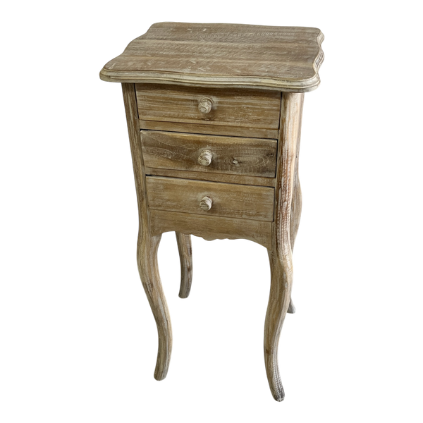 3 drawer square bedside table – front view