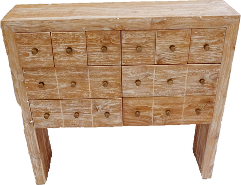 Console with 10 drawers Teak Wood