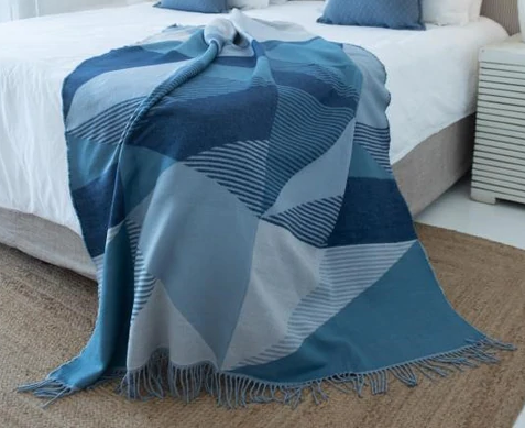 Acrylic Throw Blanket 150x200cm Navy & Blue