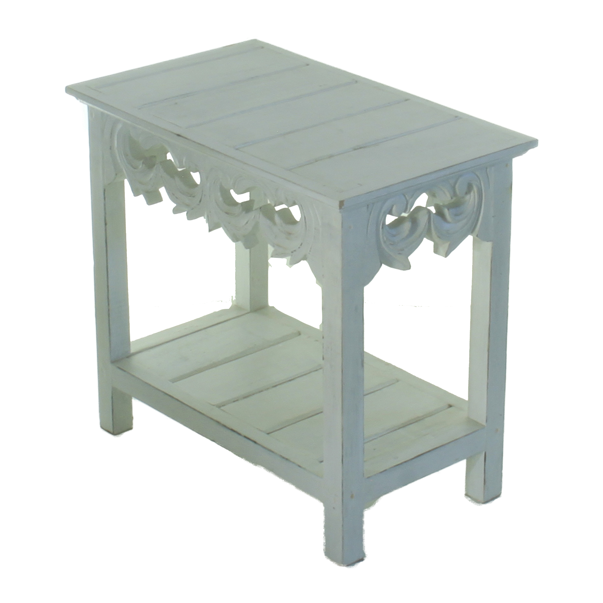 Beach Cottage Hall Table with Ornate Carving