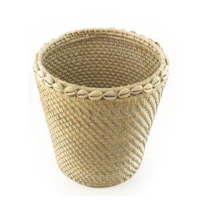 Rattan Planter with Shell Trim