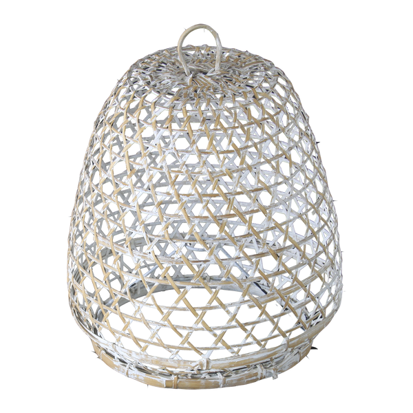 Pendant Rattan Chicken Cage White washed