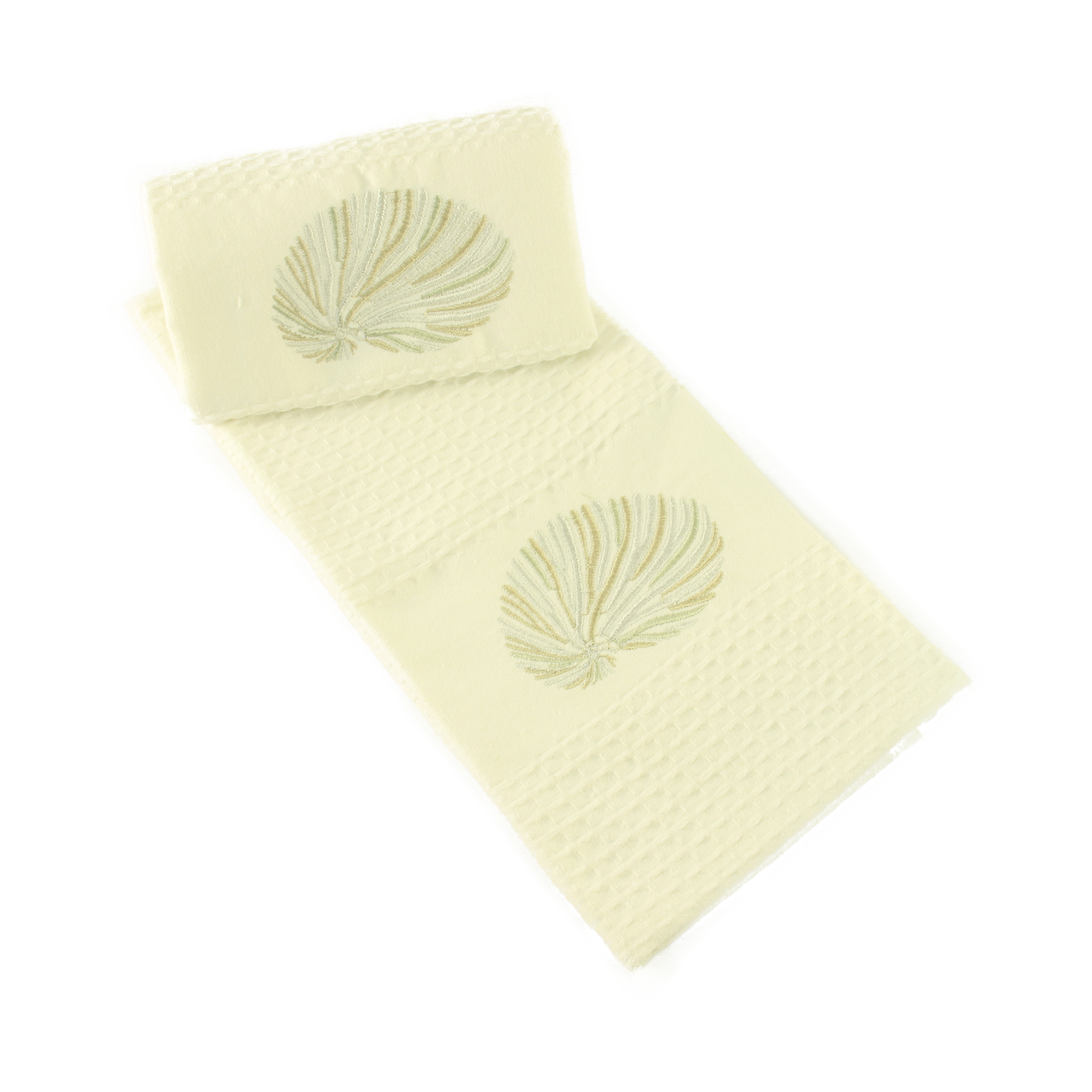 Tea Towel Waffle Weave Pack of  2 Nautilus Shell motive