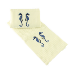 Tea Towel Waffle Weave Pack of  2 Seahorse motive