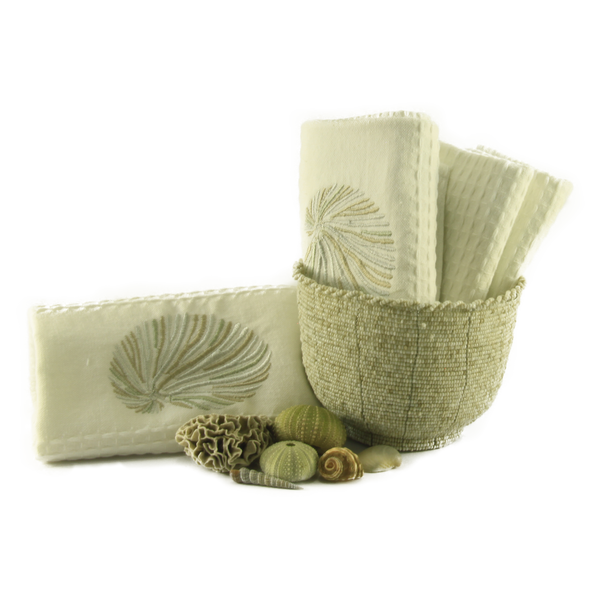 Tea Towel Waffle Weave Pack of  2 Nautilus Shell motive